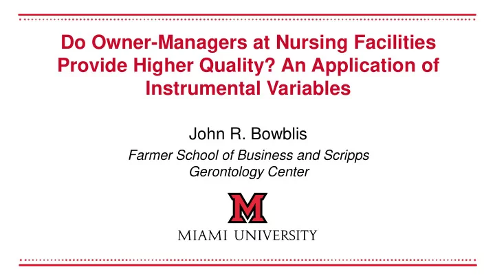 do owner managers at nursing facilities