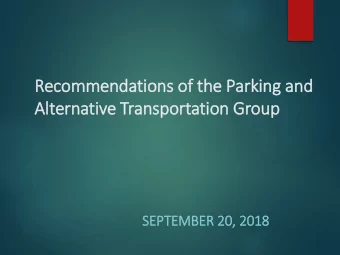 Rec  ecommendatio  ions of  of th  the P  e Parking a  and  Alter  ernati  tive T  Transpor  ortati