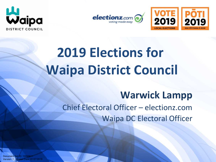 2019 elections for waipa district council