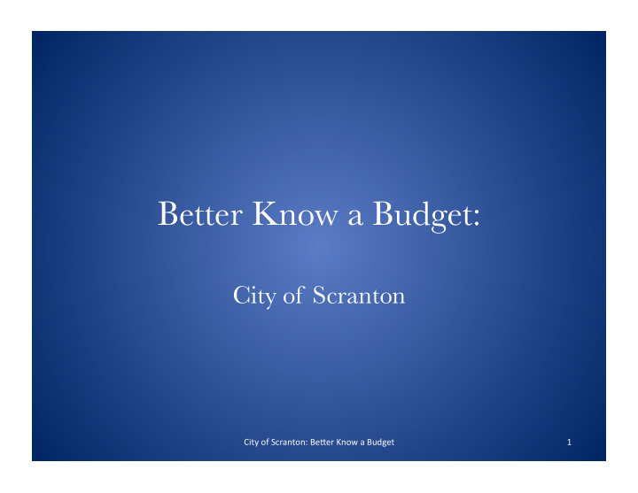 better know a budget