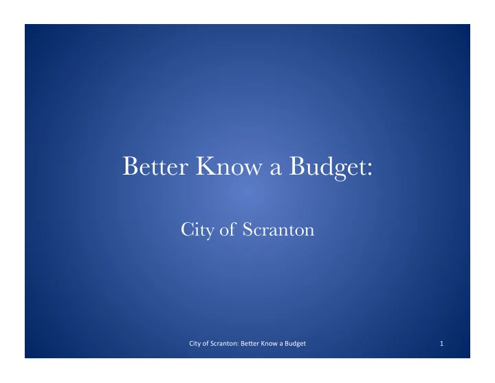 better know a budget