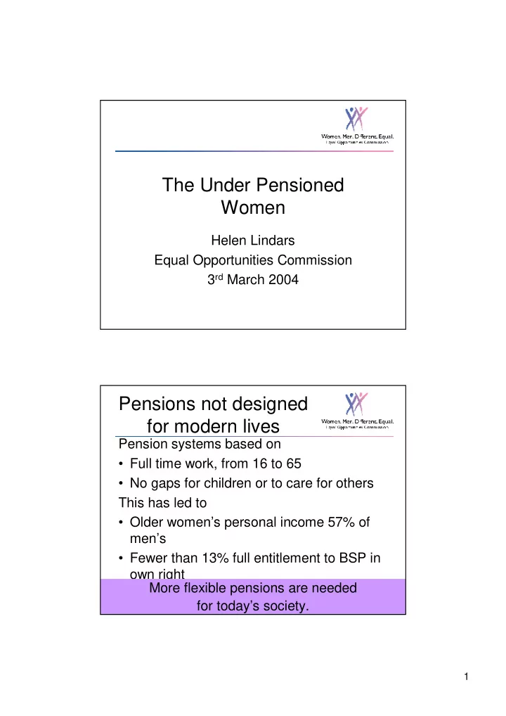 the under pensioned women