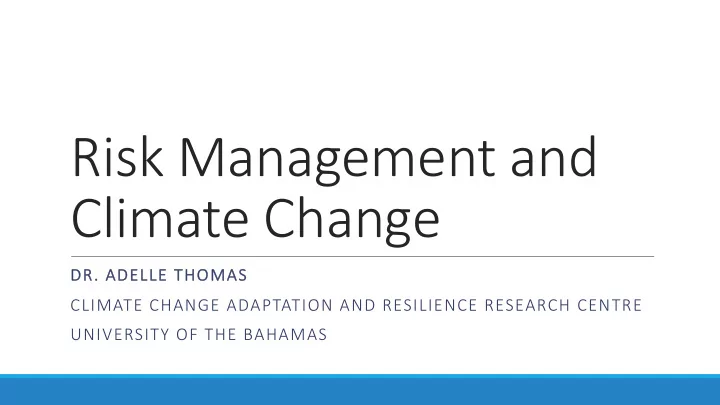 risk management and climate change