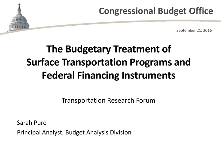 the budgetary treatment of surface transportation