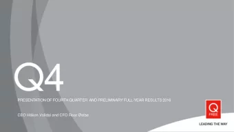 PRESENTATION OF FOURTH QUARTER  AND PRELIMINARY FULL-YEAR RESULTS 2016  CEO Hkon Volldal and CFO