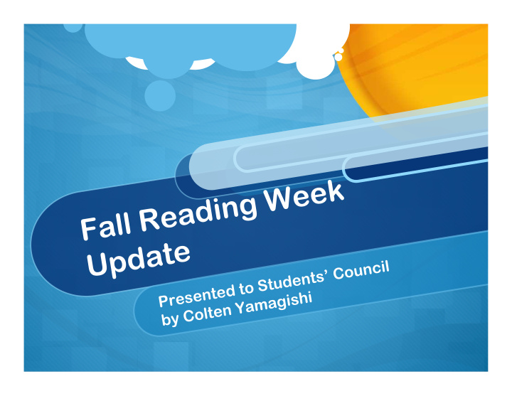fall reading week update
