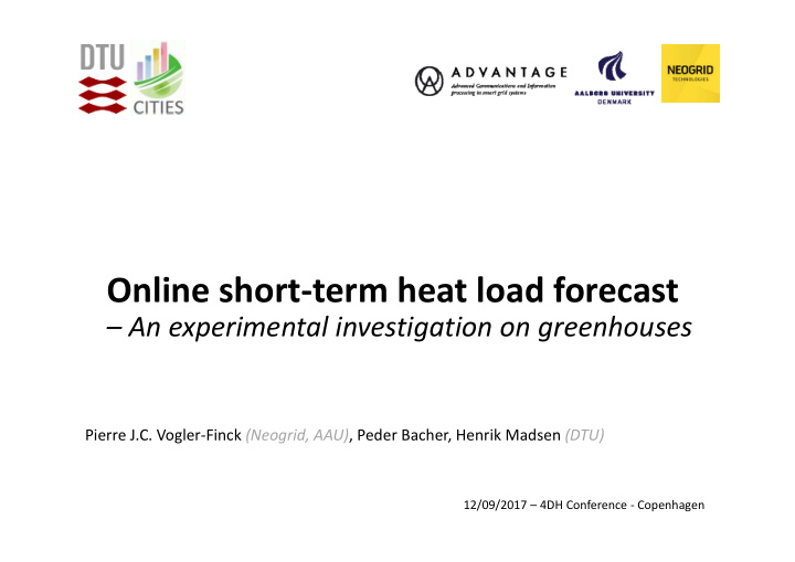 online short term heat load forecast