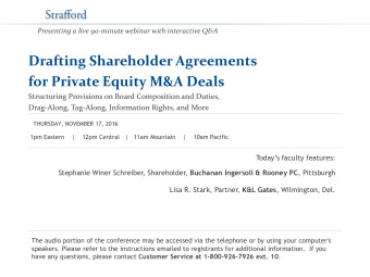 Drafting Shareholder Agreements for Private Equity M&A Deals Structuring Provisions on Board