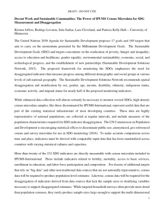 Decent Work and Sustainable Communities: The Power of IPUMS Census Microdata for SDG  Measurement