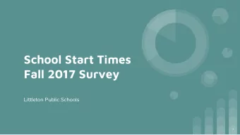 School Start Times  Fall 2017 Survey  Littleton Public Schools  1  Full Dashboard of  Responses