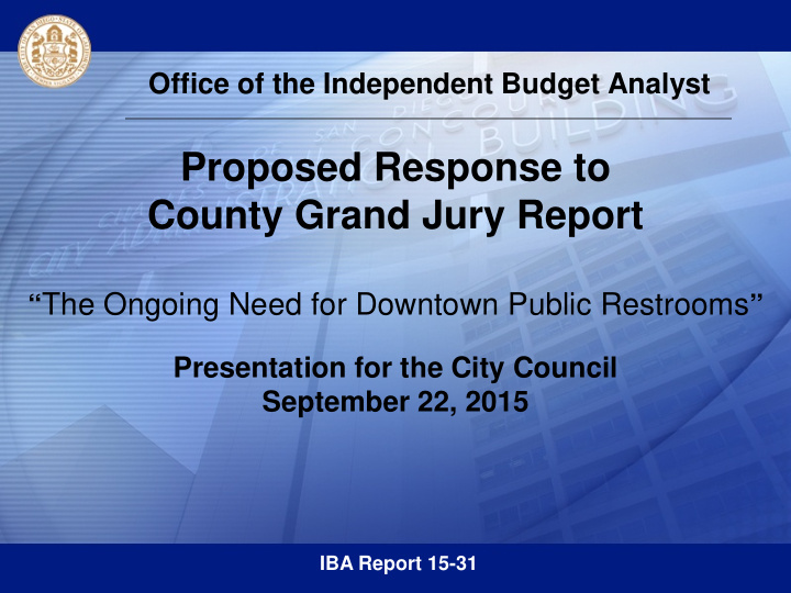 proposed response to county grand jury report