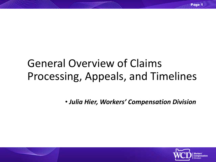 general overview of claims processing appeals and