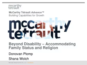 Beyond Disability  Accommodating  Family Status and Religion  Donovan Plomp  Shana Wolch