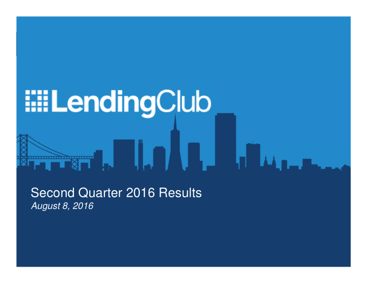 second quarter 2016 results