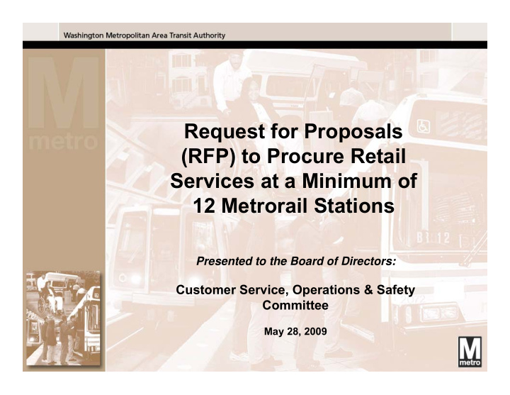 request for proposals rfp to procure retail services at a