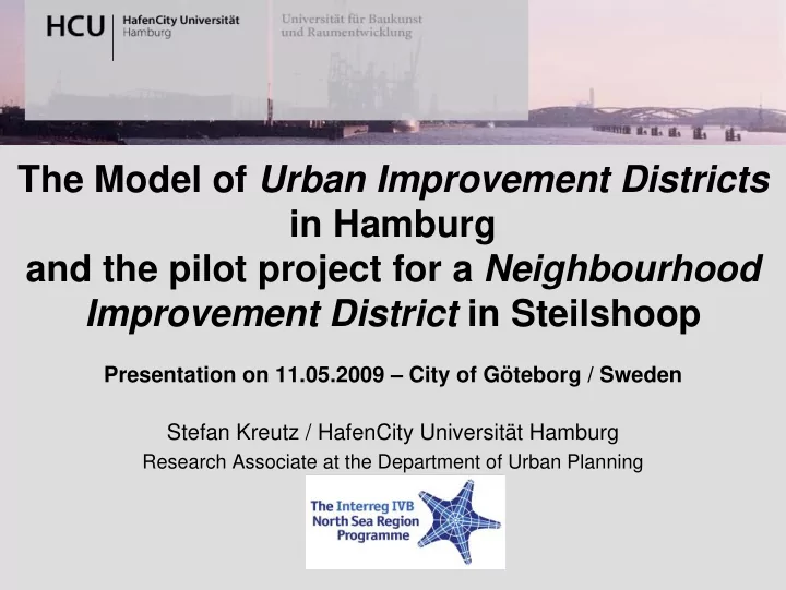 the model of urban improvement districts in hamburg and