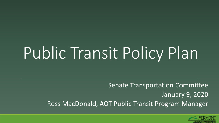 public transit policy plan