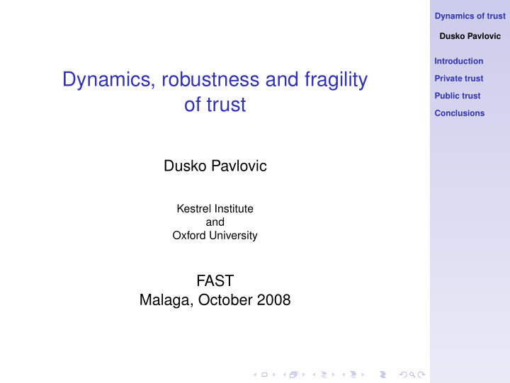 dynamics robustness and fragility