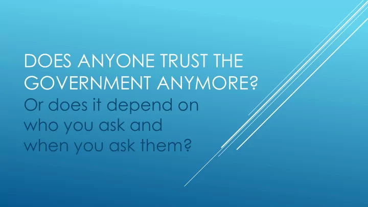 does anyone trust the