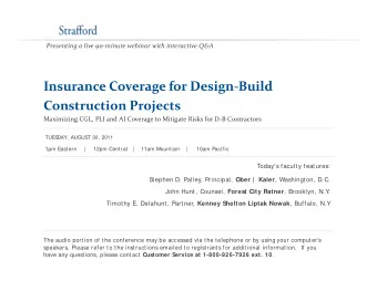 Insurance Coverage for Design Build Insurance Coverage for Design  Build Construction Projects