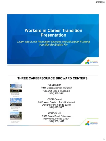 Workers in Career Transition  Presentation  Learn about Job Placement Services and Education