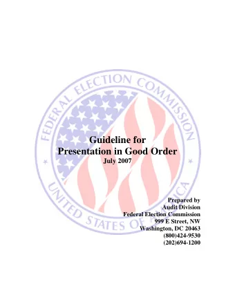 yxwvutsrqponmlkihgfedcbaYXWVUTSRQPONMLKJIHGFEDCBA  Guideline for  Presentation in Good Order  July