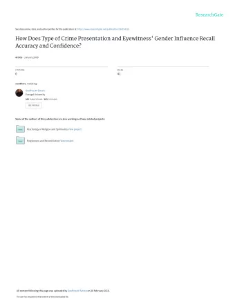 How Does Type of Crime Presentation and Eyewitness' Gender Influence Recall  Accuracy and