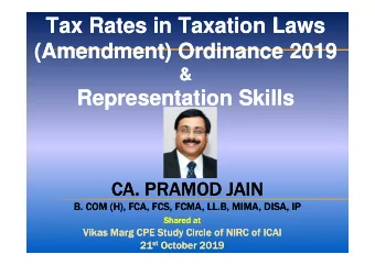 Tax Rates in Taxation Laws  Tax Rates in Taxation Laws  (Amendment) Ordinance 2019  (Amendment)
