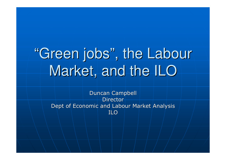 green jobs green jobs the labour the labour market and