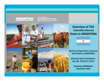Overview of TEA  (Camellia sinensis)  Chain in ARGENTINA  Ministry of Agriculture, Livestock  and