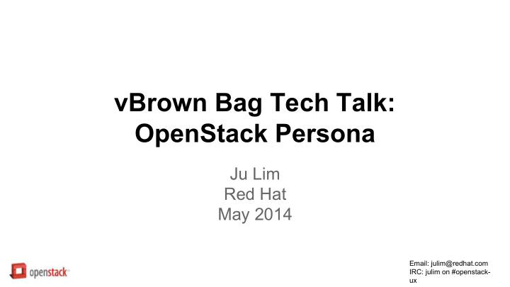 vbrown bag tech talk openstack persona