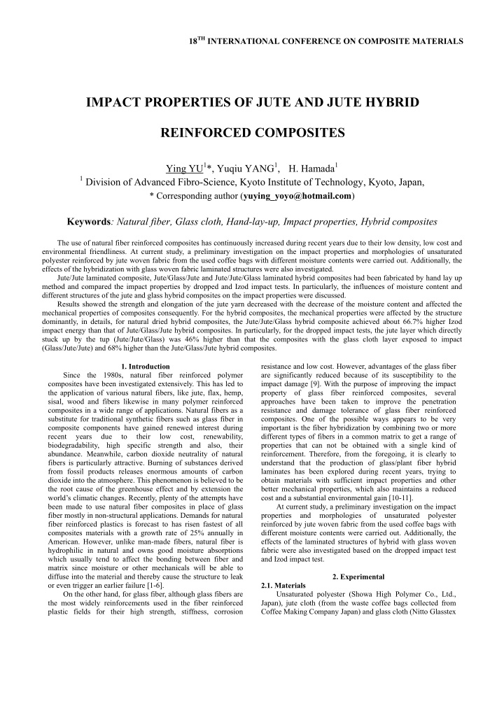 impact properties of jute and jute hybrid reinforced