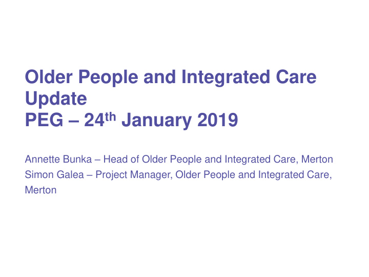 older people and integrated care