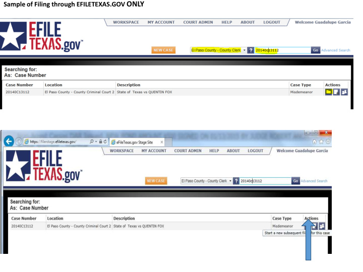 sample of filing through efiletexas gov only notification