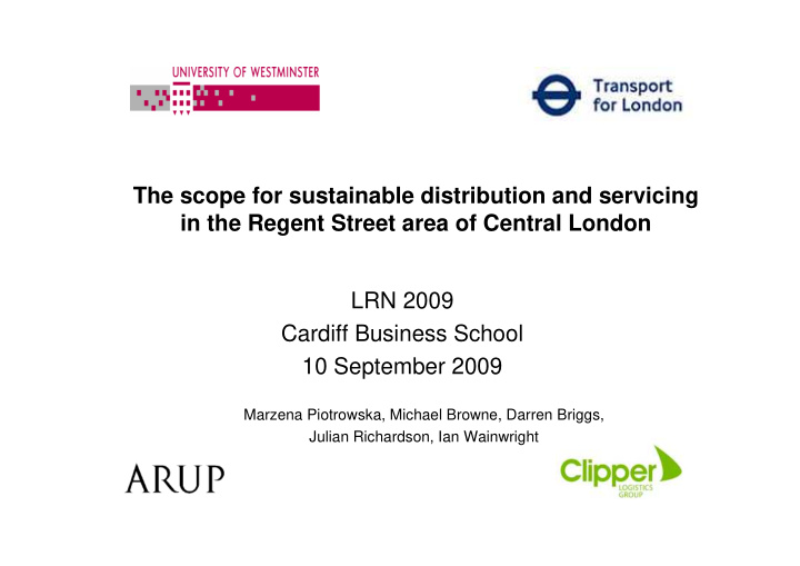 the scope for sustainable distribution and servicing in