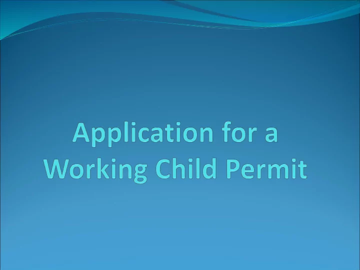 working child permit