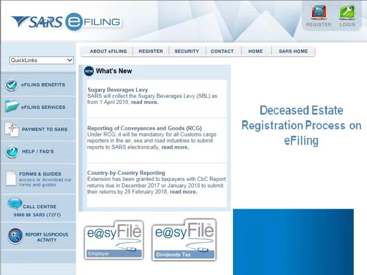 efiling profile types post death registration scenarios