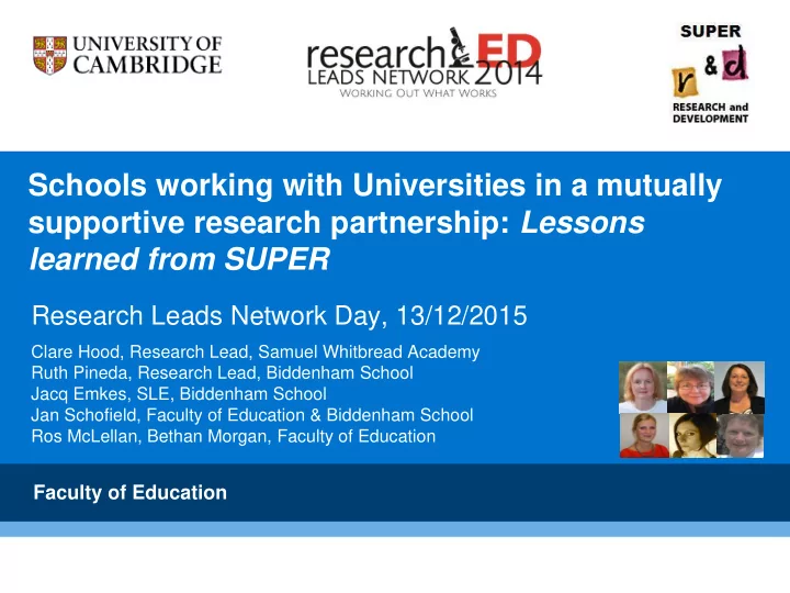 supportive research partnership lessons