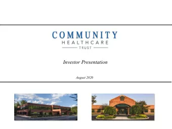 Investor Presentation  August 2020  Disclaimer  This presentation has been prepared by Community