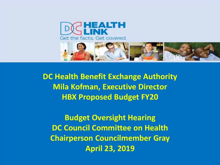 hbx proposed budget fy20