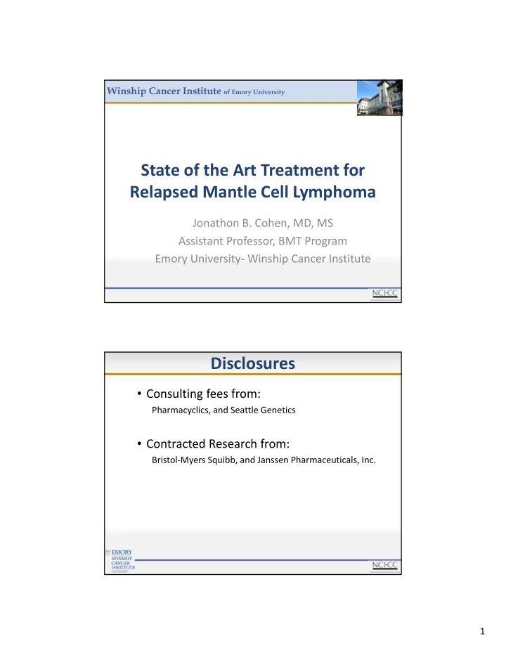 state of the art treatment for relapsed mantle cell