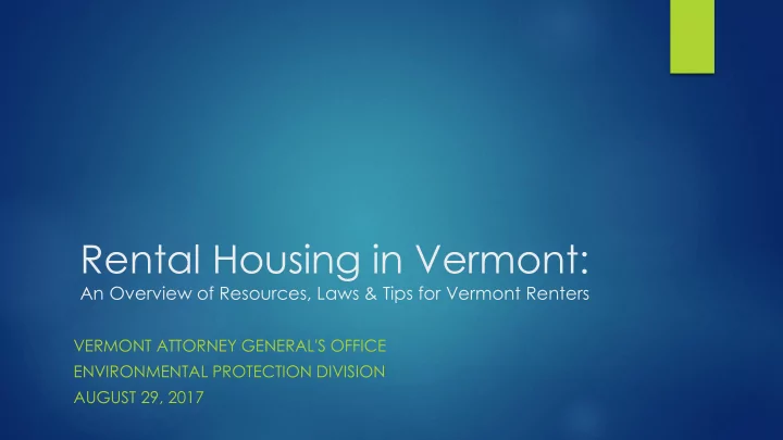 rental housing in vermont