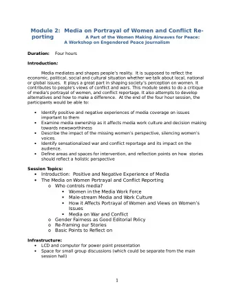 Module 2:  Media on Portrayal of Women and Conflict Re- porting A Part of the Women Making Airwaves