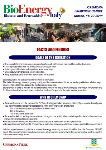 FACTS and FIGURES  GOALS OF THE EXHIBITION  Creating a platform for technology producers to get