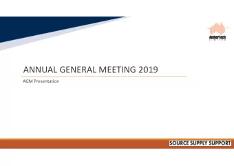 Order of Proceedings  ANNUAL GENERAL MEETING 2019  AGM Presentation  Managing Directors Update