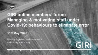 GIRI online members forum  Managing &amp; motivating staff under  Covid-19: behaviours to
