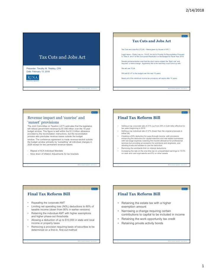 tax cuts and jobs act