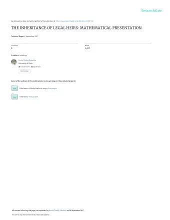 THE INHERITANCE OF LEGAL HEIRS: MATHEMATICAL PRESENTATION Technical Report  September 2017