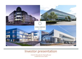Investor presentation  Interim Results for the half year  ended 30 June 2020  Disclaimer &amp;