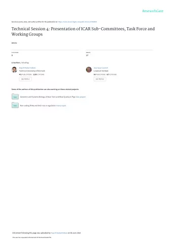 Technical Session 4: Presentation of ICAR Sub-Committees, Task Force and  Working Groups  Article